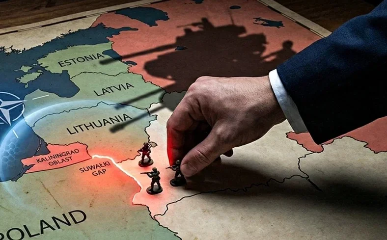 Рука просуває фішки до Балтії на карті: російська загроза вторгнення тестує НАТО
