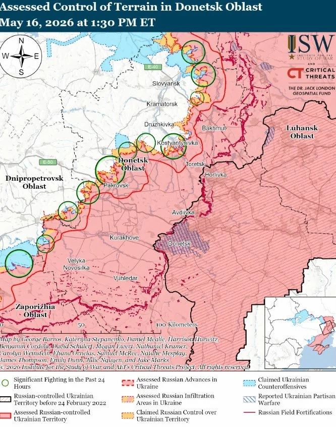 Карта контролю території Донецької області з оцінкою позицій під Краматорськом