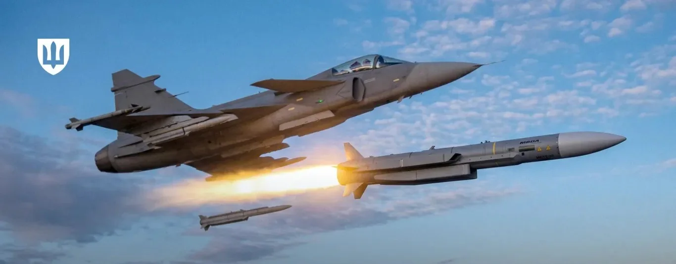 Винищувач Saab JAS 39 Gripen запускає ракету Meteor