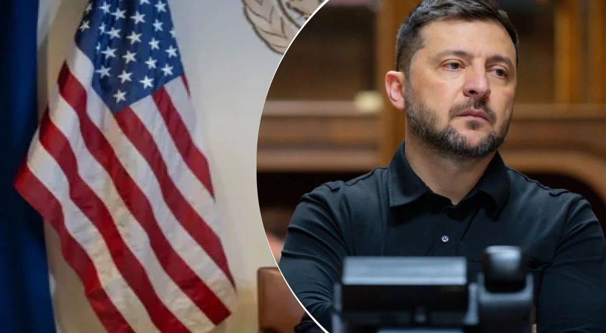 Володимир Зеленський на тлі прапора США щодо обміну полоненими «1000 на 1000»