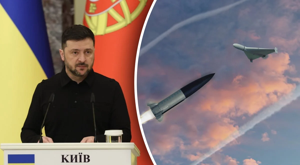 Володимир Зеленський виступає щодо атаки РФ по Києву з зображенням ракети