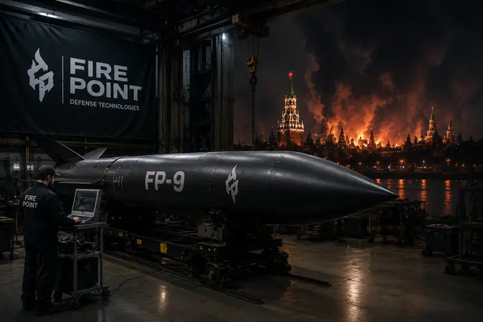 Балістична ракета FP-9 Fire Point у цеху під час наземних випробувань двигуна