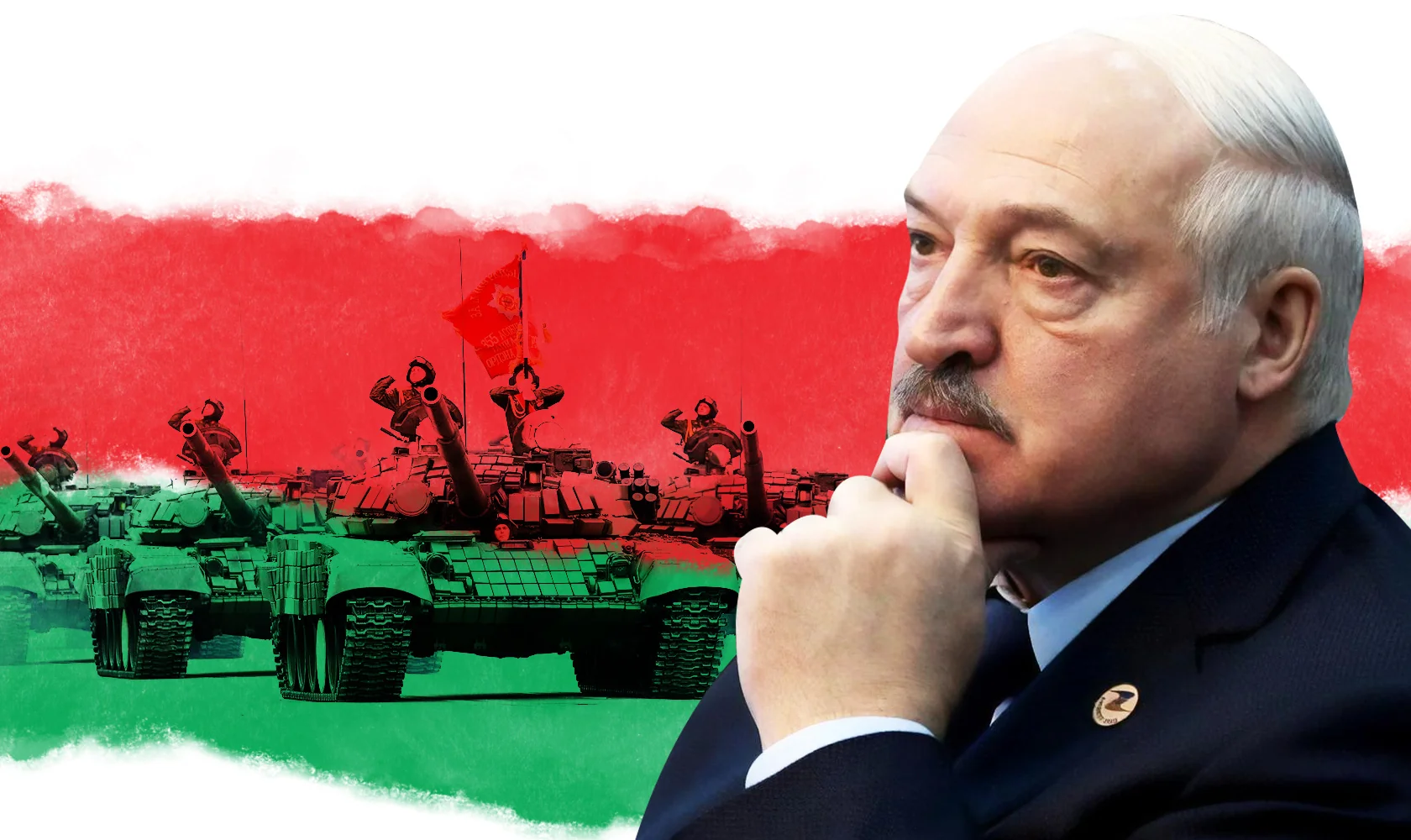 Олександр Лукашенко на тлі танків і солдатів білоруської армії