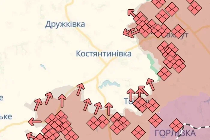 Мапа просування окупантів до Костянтинівки та спроб напівоточення міста