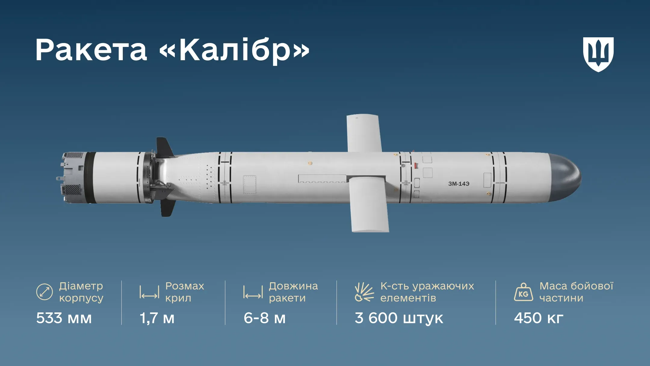 Ракета Калібр з касетною бойовою частиною на 3600 елементів