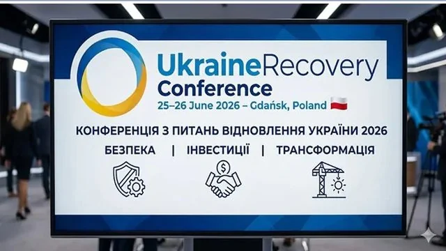 Банер Ukraine Recovery Conference у Гданську 25–26 червня 2026